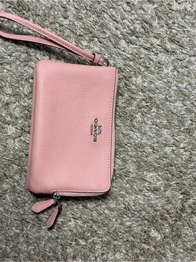 Coach Pink Pebbled Leather Wristlet